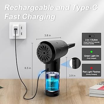 Amazon | エアダスター 電動 充電式 ブロワー 小型 強力 3段階
